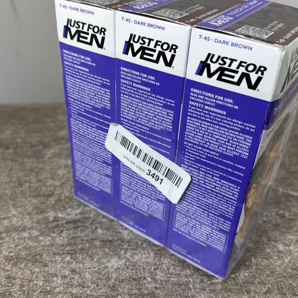 Pack of 3 Just for Men Touch of Gray Comb-In Hair Color Kit T45 Dark Brown - Picture 3 of 4